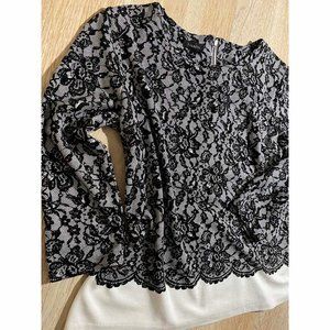 Talbots Lace Blouse Silky Soft 3/4 Sleeves NEW